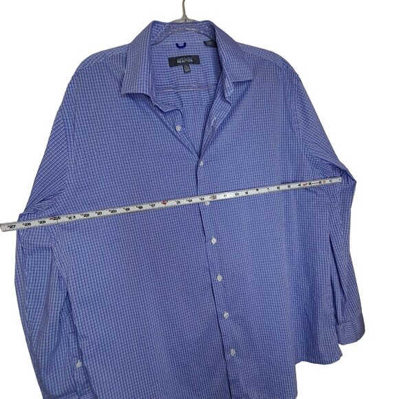Kenneth Cole Reaction Men's Blue Checkered Long-Sleeve Button-Down Shirt Size XL - Picture 3 of 11